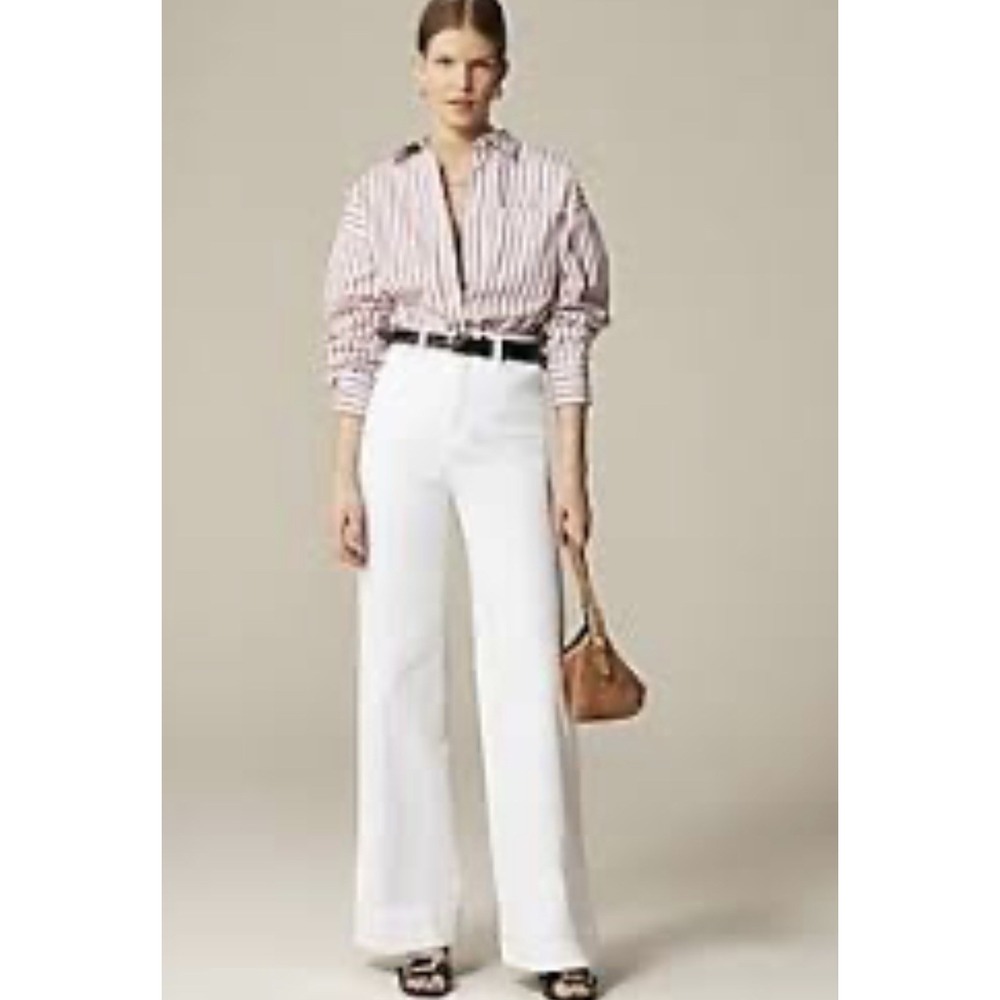 J. CREW High-Rise Denim Trouser Jeans White '96 Wide Leg Retro Sz 28 Boho Resort